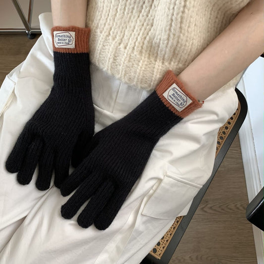 Women's Color Matching Touch Screen Finger Five Gloves