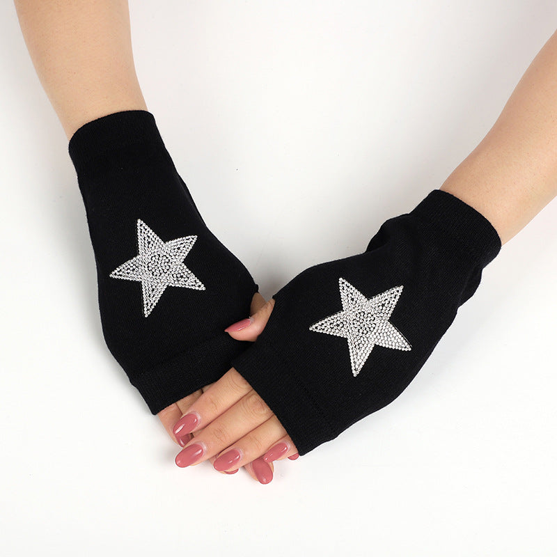 Women's & Men's Sailor Dance Open Finger Rivet Knitting Gloves