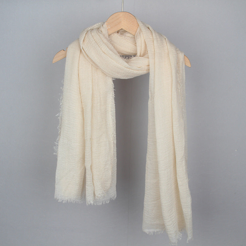 Women's Solid Color Cotton Linen Hair Towel Monochrome Scarfs