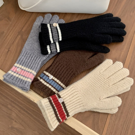 Women's Warm With Veet Wool Knitted Touch Screen Gloves