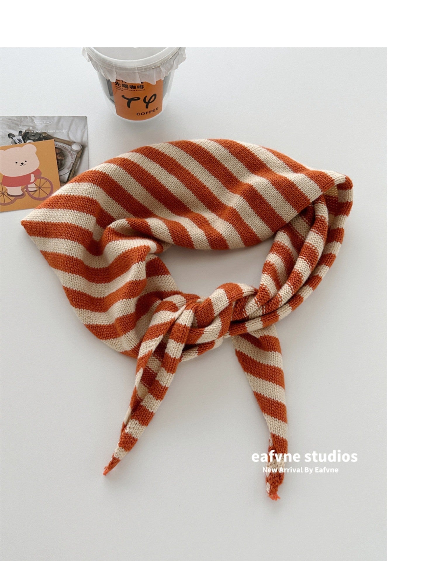 Women's Small Fashionable Knitted Striped Triangular Binder Scarfs