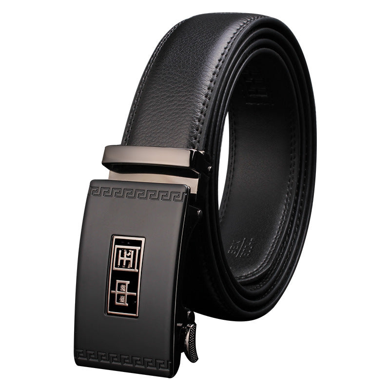 Men's Pattern Cowhide Leather Comfort Click Waist Belts