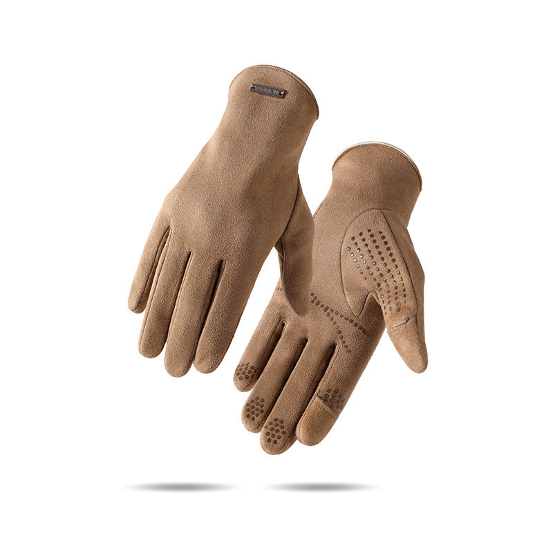 Women's & Men's Warm Outdoor Riding Suede Fleece-lined Thick Gloves