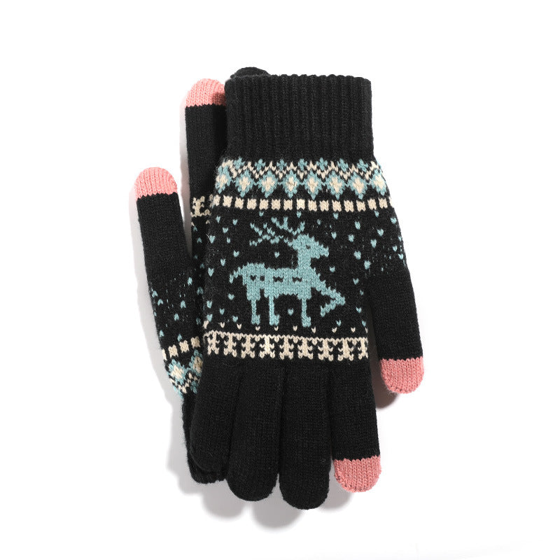 Women's Touch Screen Wool Fleece-lined Thickened Outdoor Gloves