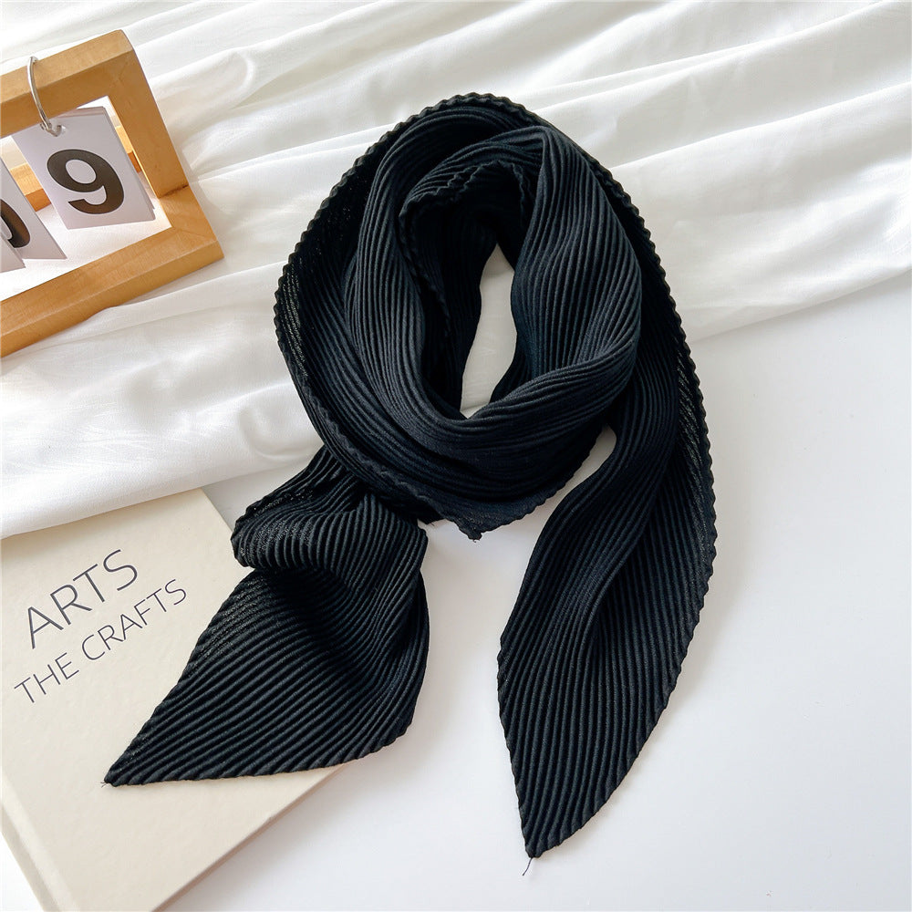 Women's Pleated Solid Color Cotton Linen Small Scarfs