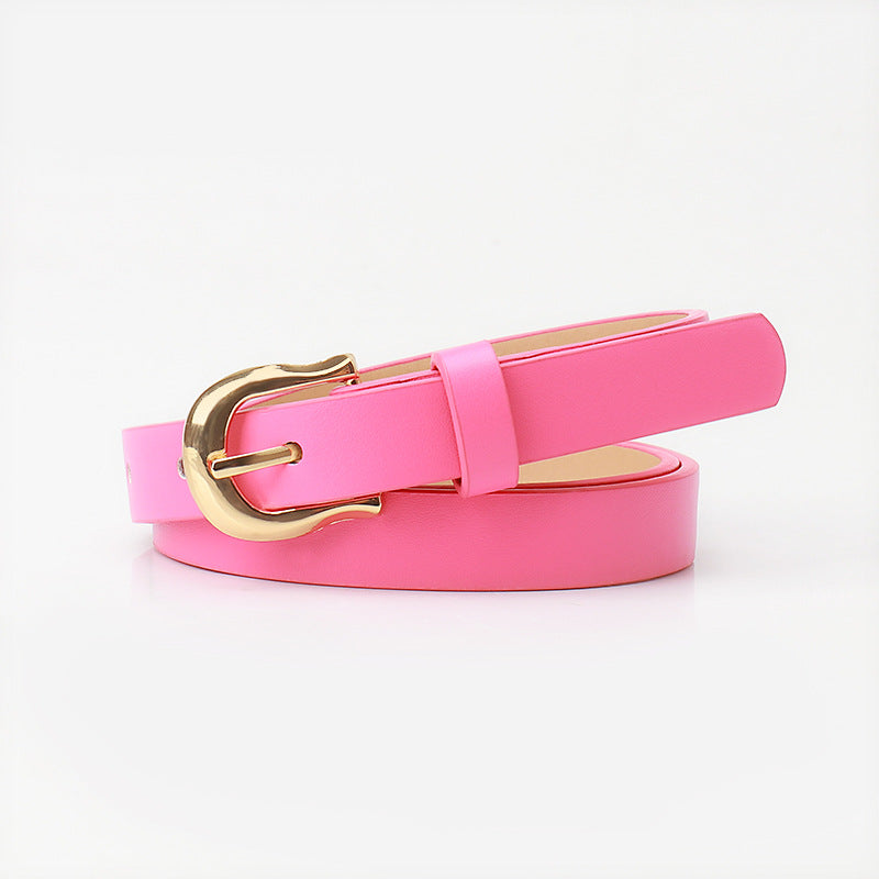 Women's Pin Buckle Flat Candy Color Simple Belts