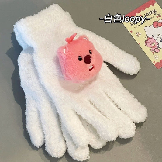 Coral Veet Cute Little Beaver Plush Gloves