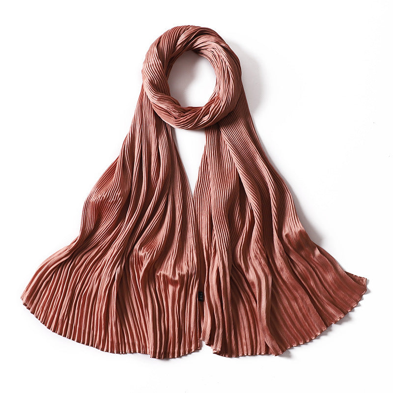 Women's Natural Wrinkle Bright Crumpled Headscarf Casual Travel Scarfs