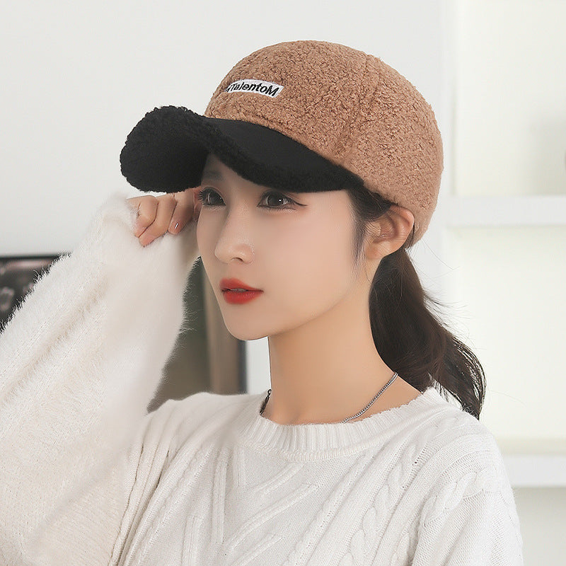 Women's Fashion Embroidered Warm Lamb Fur Peaked Hats & Caps