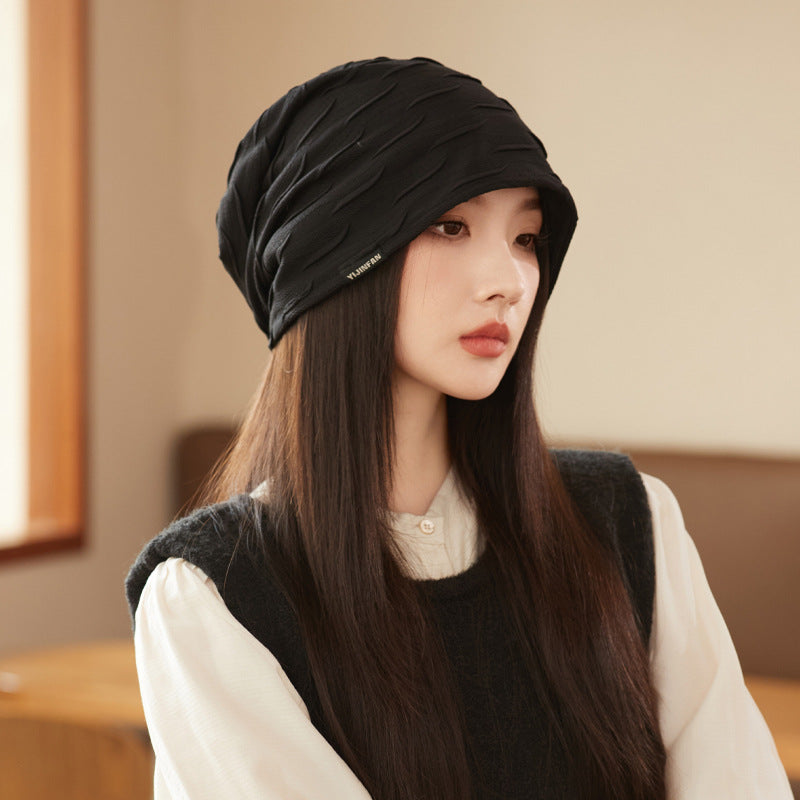 Women's Thin Striped Pleated Pullover Outdoor Simple Hats & Caps