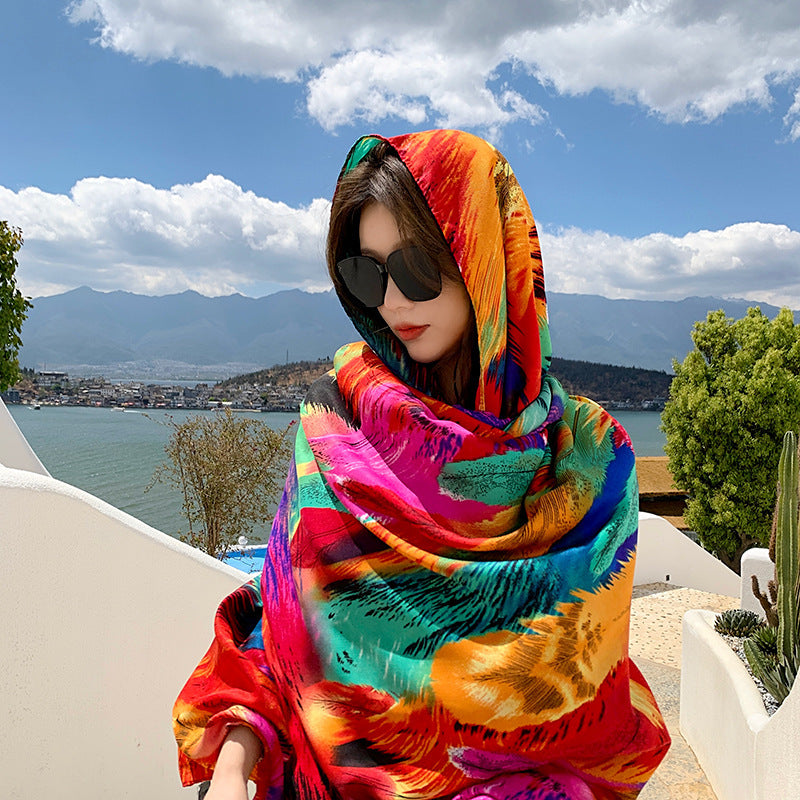 Ethnic Print Travel Outdoor Shawl Air-conditioned Scarfs