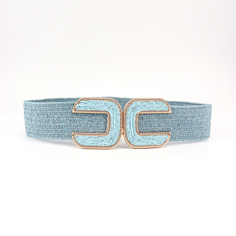 Knitted Buckle Grass Comfortable Elastic Waist Belts