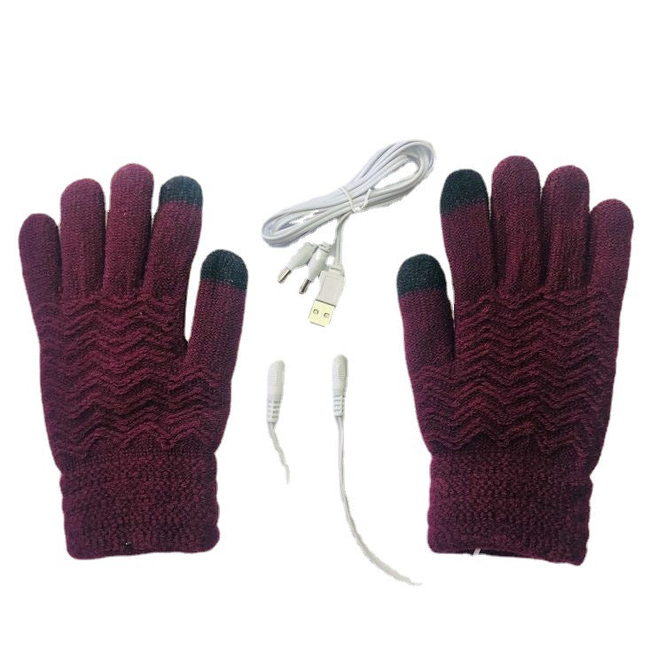 Women's Knitted Touch Screen Electrically Heated Power Gloves