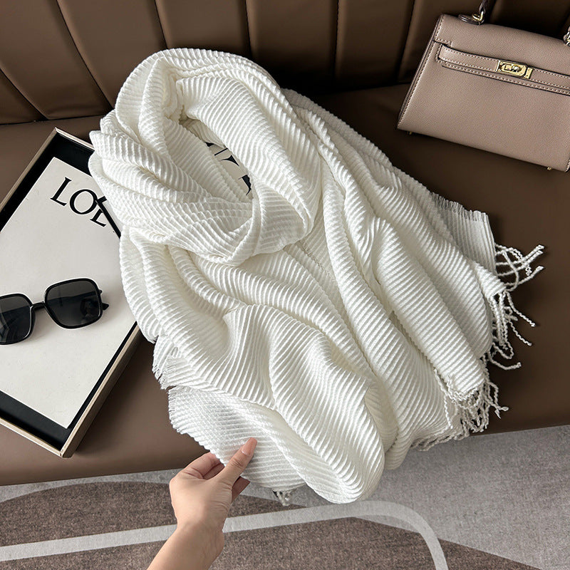 Women's Winter High-grade Korean Crumpled Solid Color Scarfs