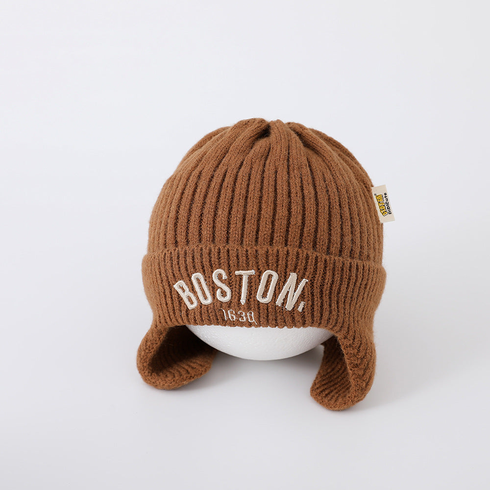 Letter Woolen Knitted Hat Gary Cloth Kids' Headwear