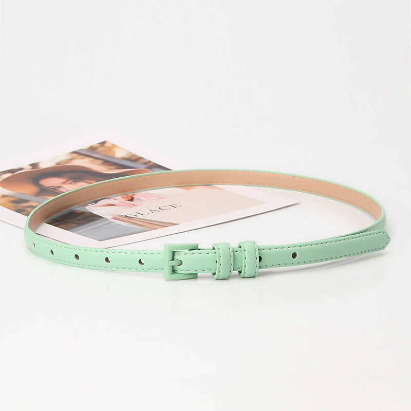 Women's Leather High-grade Candy Color Thin Decorative Belts