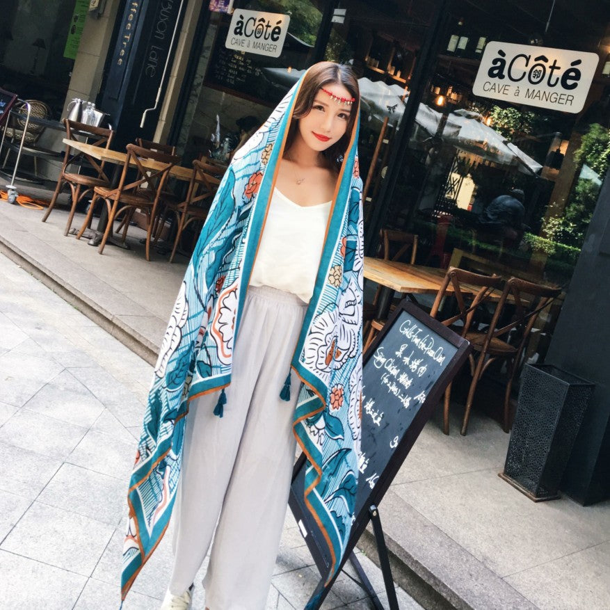 Ethnic Print Travel Outdoor Shawl Air-conditioned Scarfs