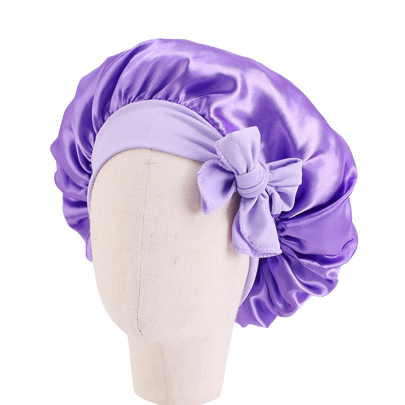 Children's Silk Ribbon Tam-o'-shanter Satin Nightcap Knotted Kids' Headwear