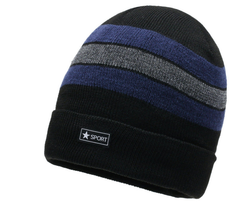 Men's Lining Thickened Woolen Thermal Knitting Sleeve Cycling Hats & Caps