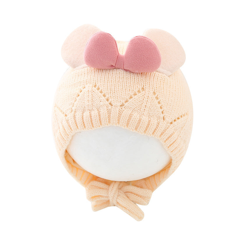 Winter Woolen Bowknot Cotton Knitted Warm Kids' Headwear