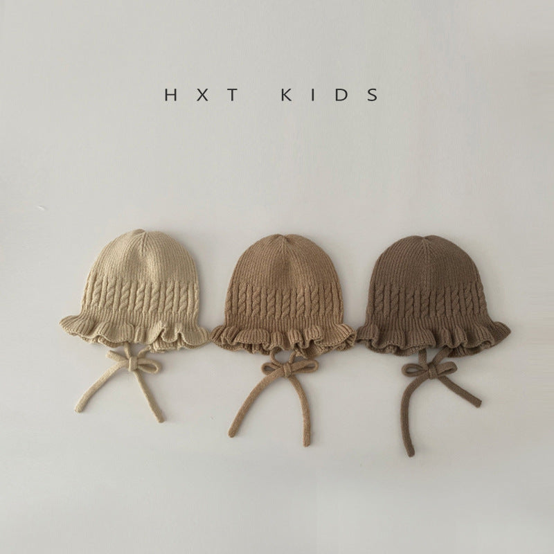 Knit Hat Western Style Solid Color Small Lace Kids' Headwear