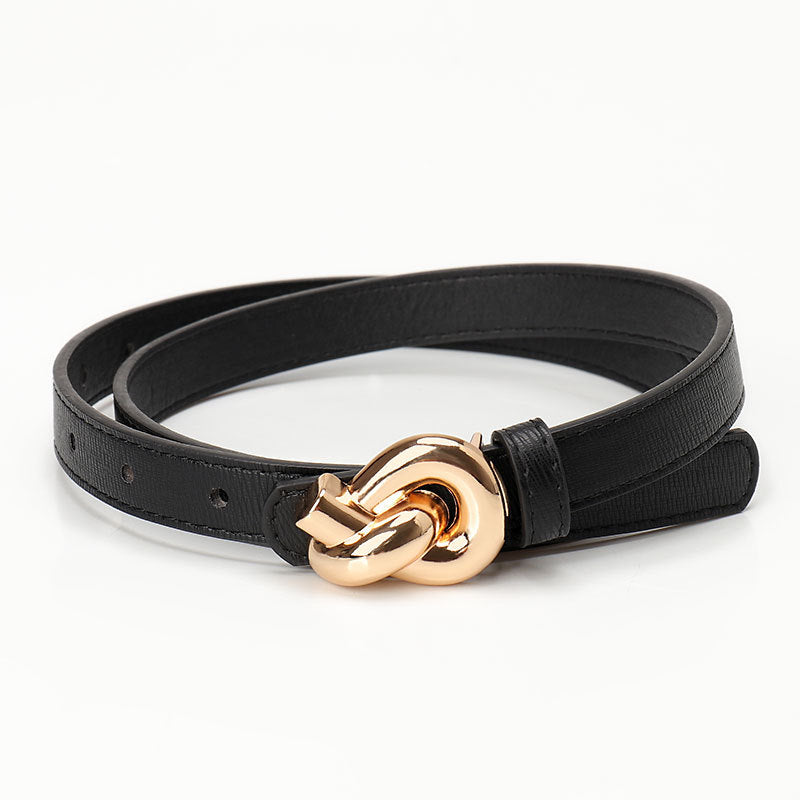 Women's High Sense Female Alloy Snap Button Knotted Belts