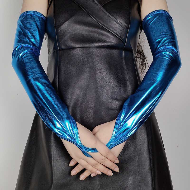 Hook Finger Coated Patent Leather Female Open Pole Gloves