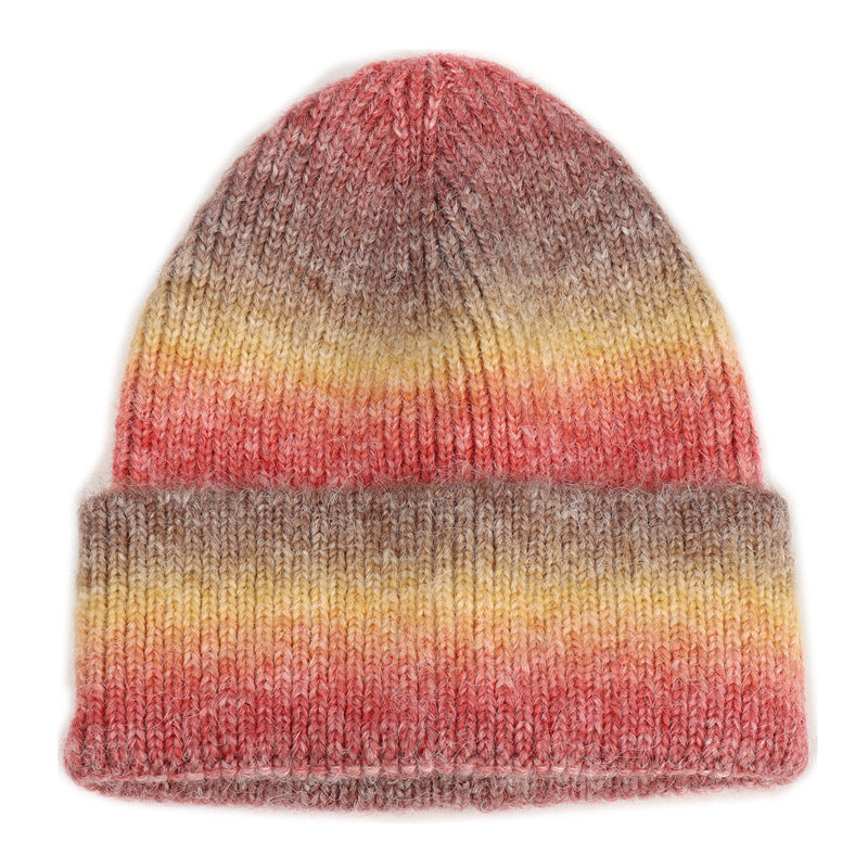 Women's Color Knitted Hat Rainbow Warm Thickened Hats & Caps