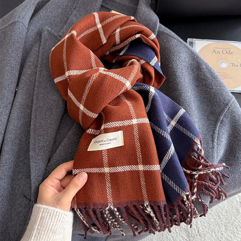 Women's Striped Plaid Talma Elegant Style Warm Scarfs