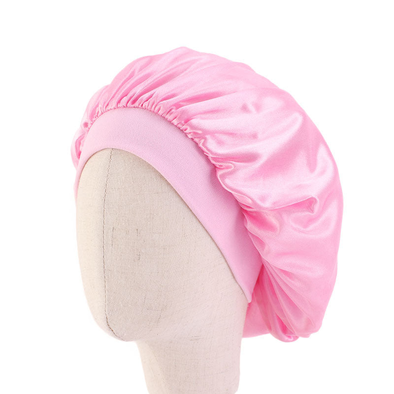 Children's Silk Nightcap Solid Color Elastic Shower Kids' Headwear