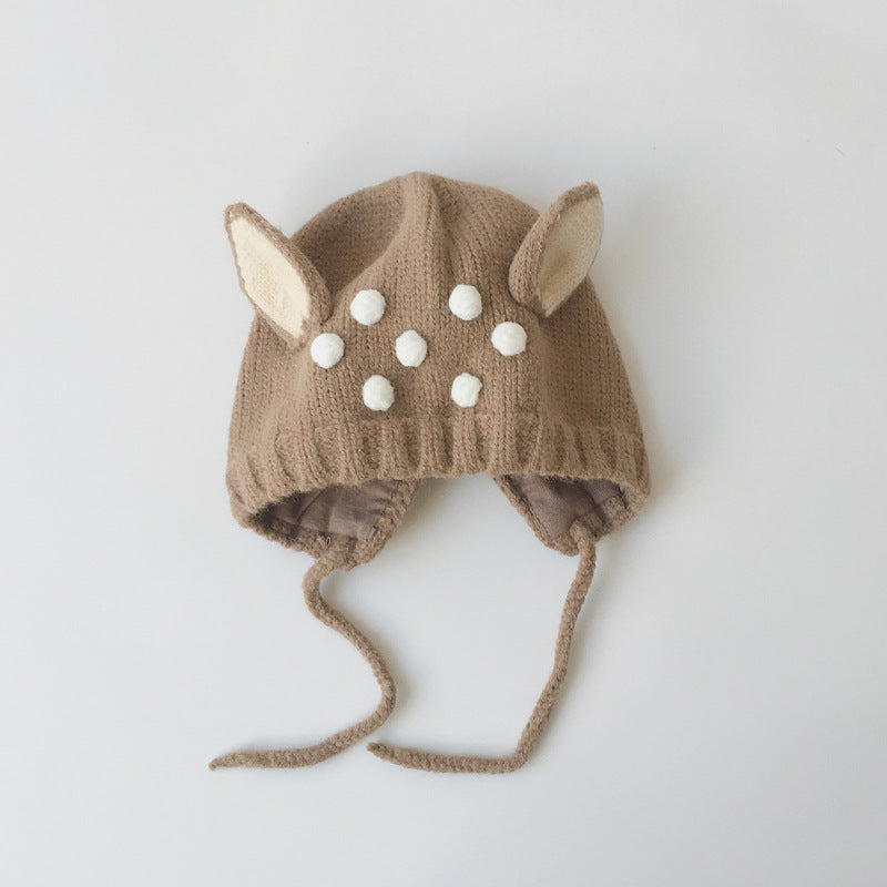 Hat Cute Deer Earmuffs Knitted Woolen Kids' Headwear