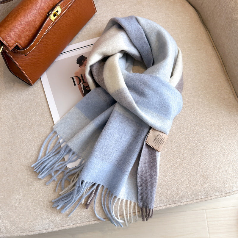 Women's Wool Woolen Plaid Winter Warm Scarfs