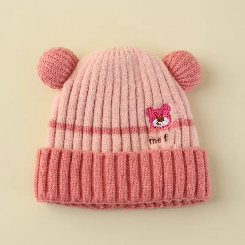 Winter Cute Cartoon Double Ball Woolen Boys Kids' Headwear