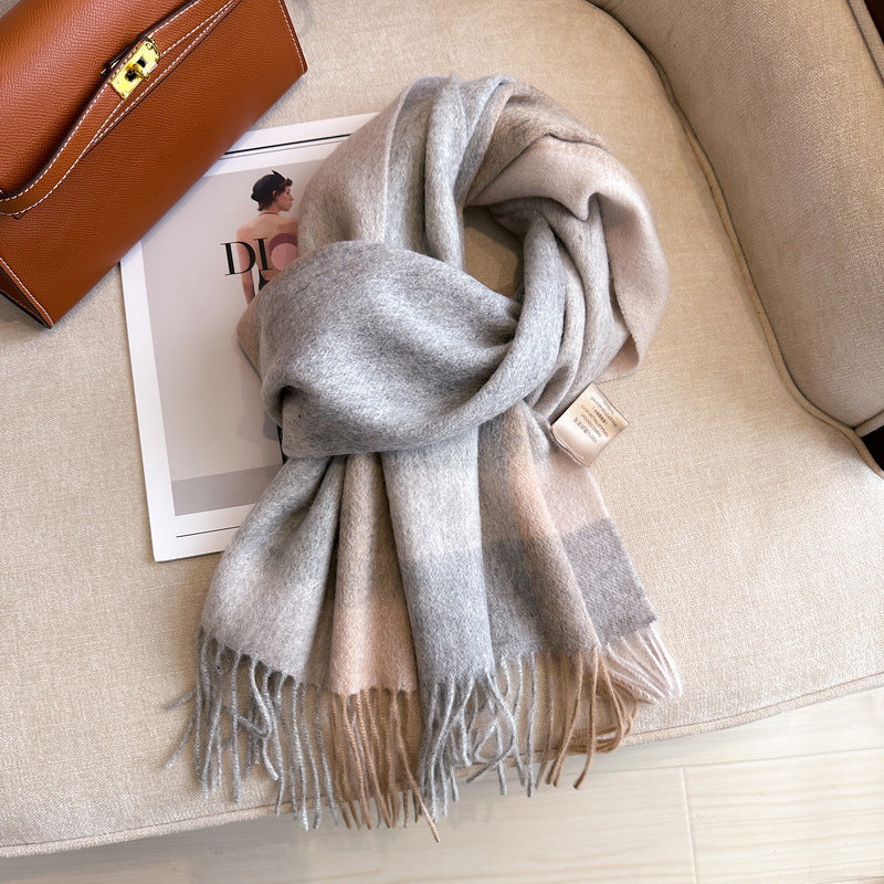 Women's Wool Woolen Plaid Winter Warm Scarfs