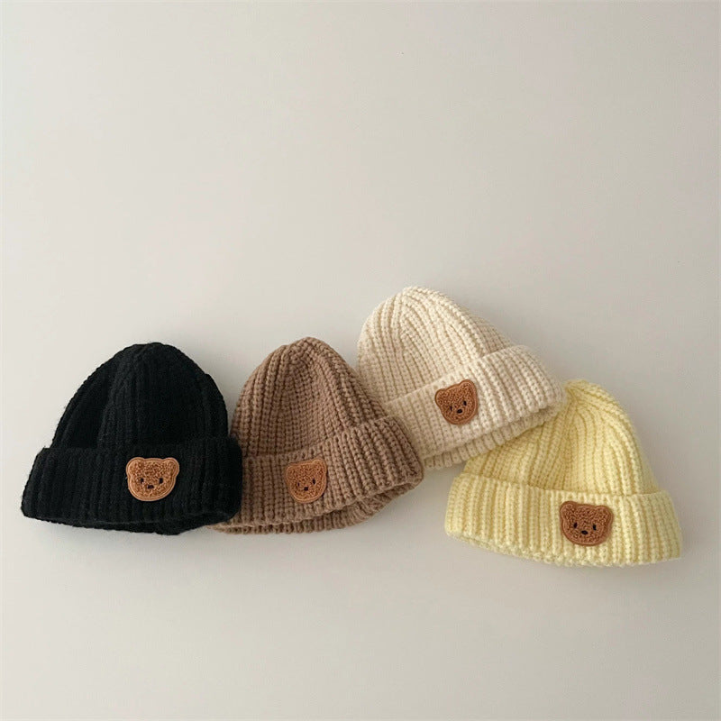 Hat Cute Bear Knitted Warm Pullover Kids' Headwear