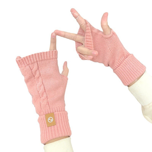 Women's Riding Touch Screen Open Finger Knitted Gloves