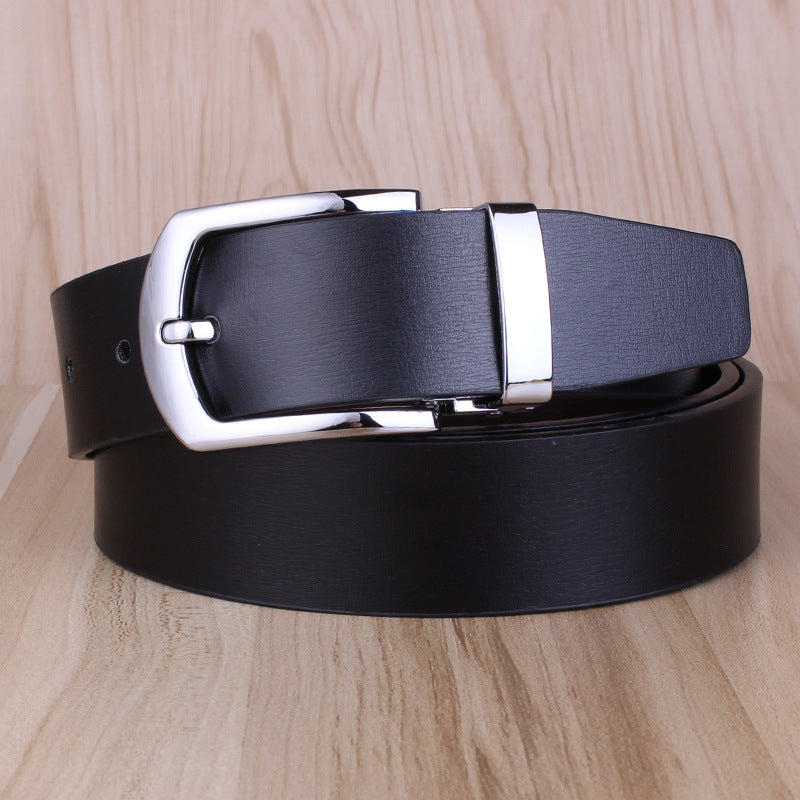 Men's Rotating Buckle Cowhide Pin Casual Double-sided Belts