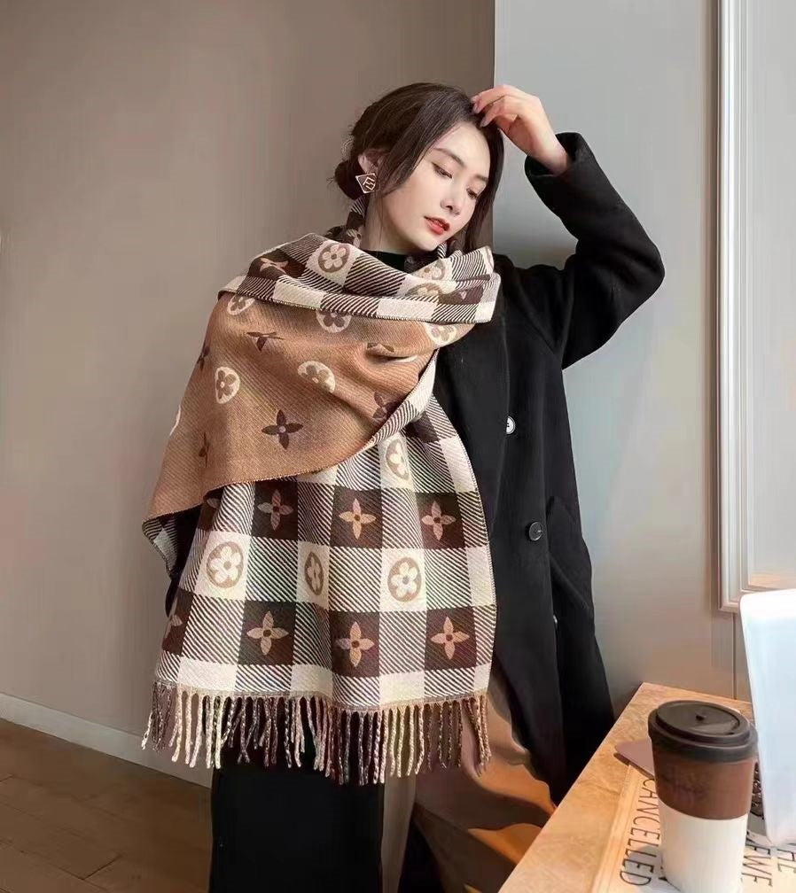 Women's High-grade Plaid Shawl Autumn Versatile Fashion Scarfs