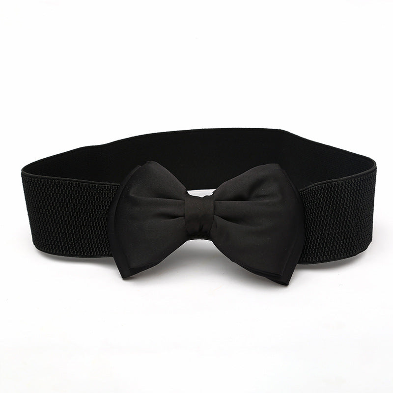 Women's Wide Seal Black Three-dimensional Bow Clothing Belts