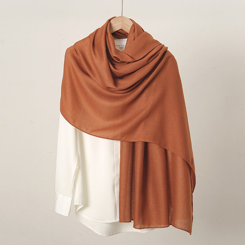 Women's Monochrome Linen Popular Solid Color Cotton Scarfs