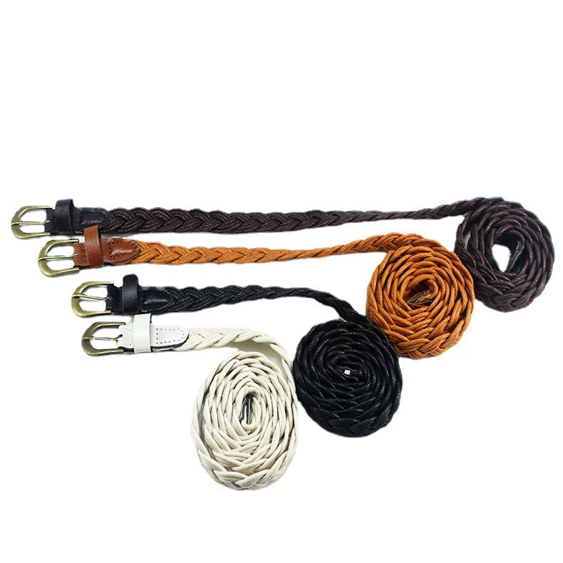 Women's Retro Wax Rope Clothing Woven Korean Belts