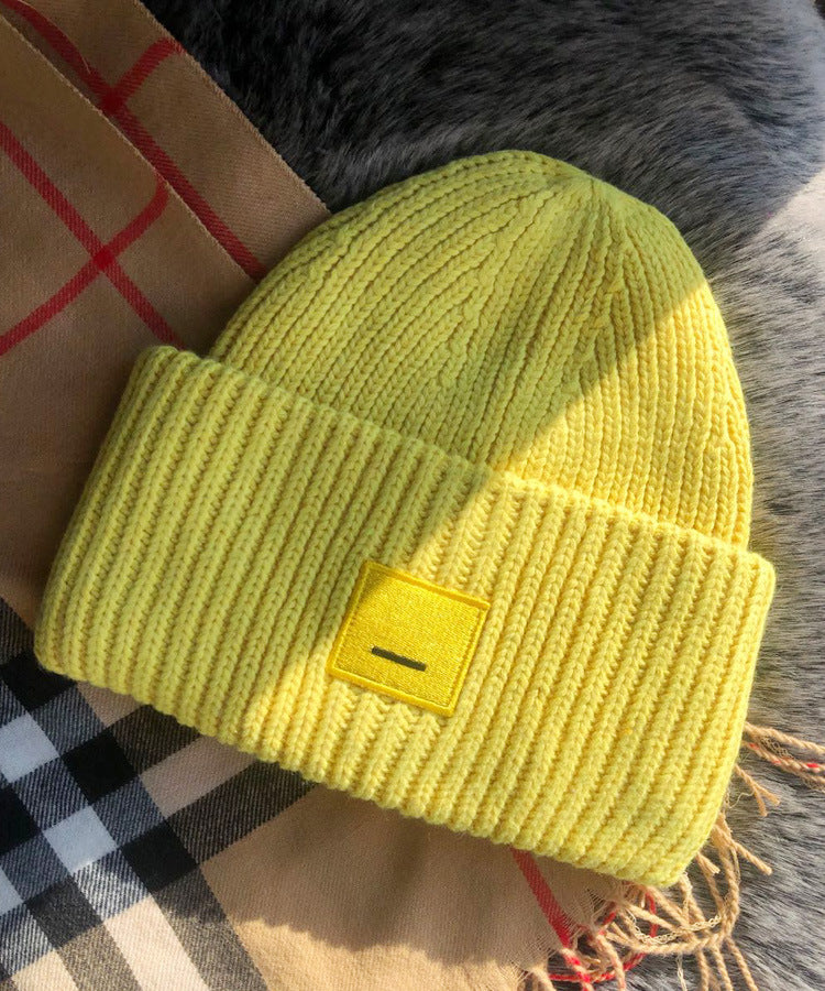 Square Smiling Face Hat Female Thickened Male Warm Hats & Caps