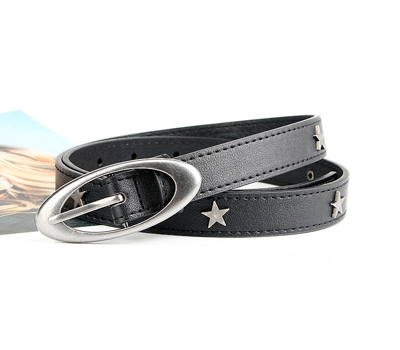 Women's Popular Vintage Black Curved Moon Star Belts