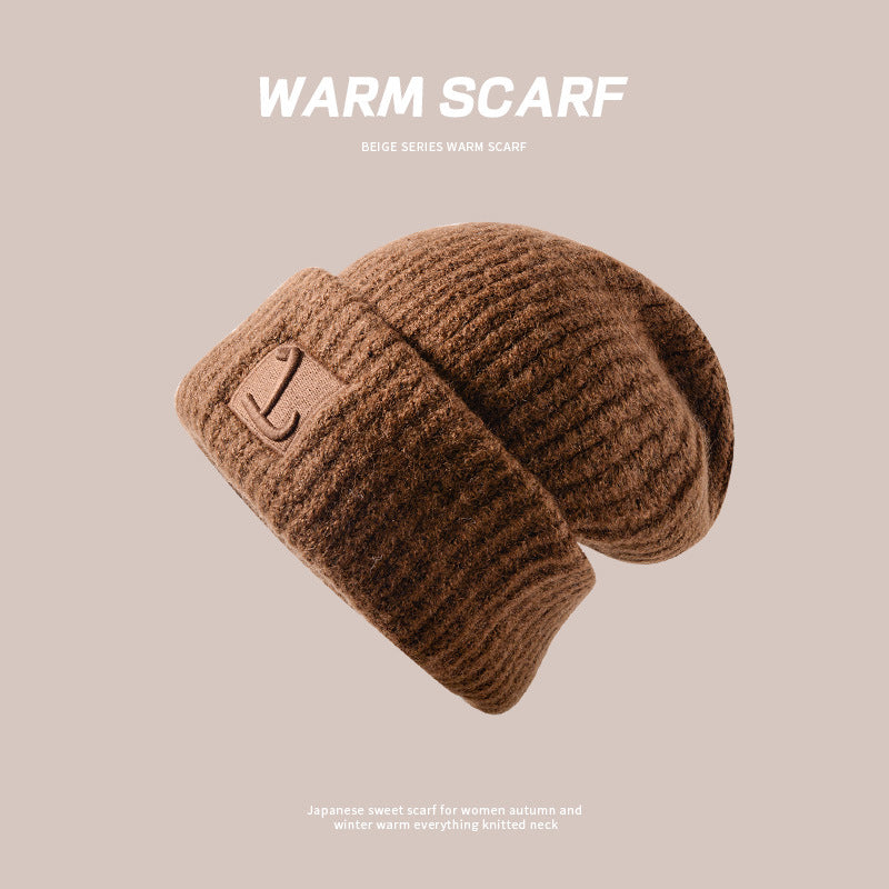 Women's Woolen Knitted Pile Style Beanie Plush Hats & Caps