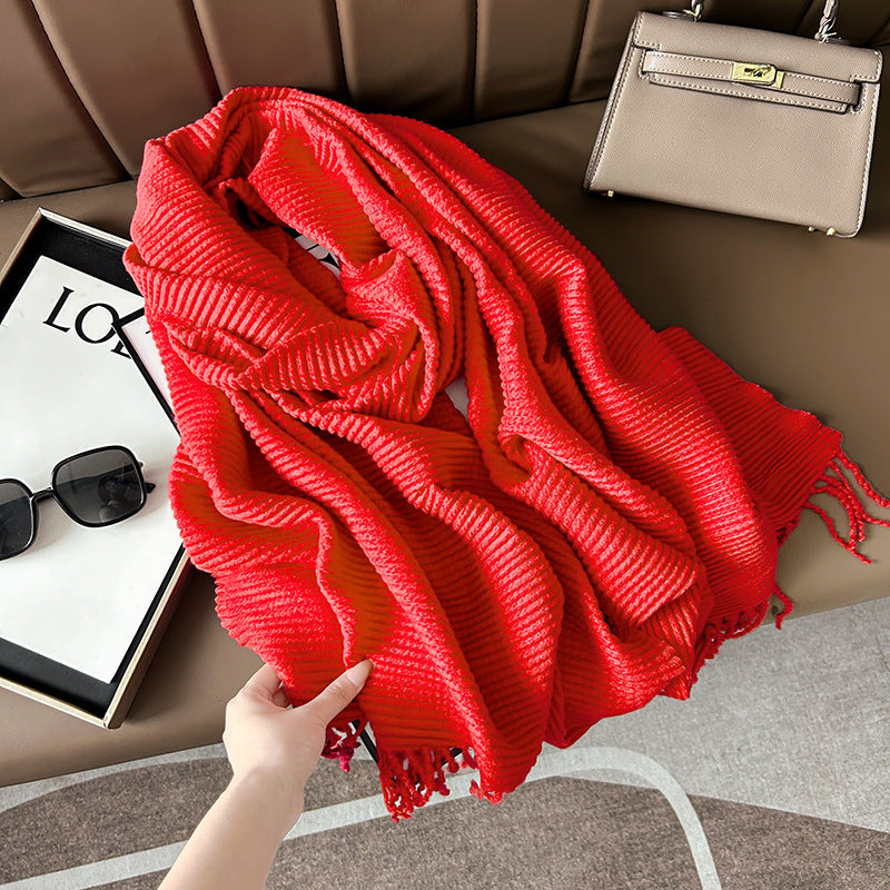 Women's Winter High-grade Korean Crumpled Solid Color Scarfs