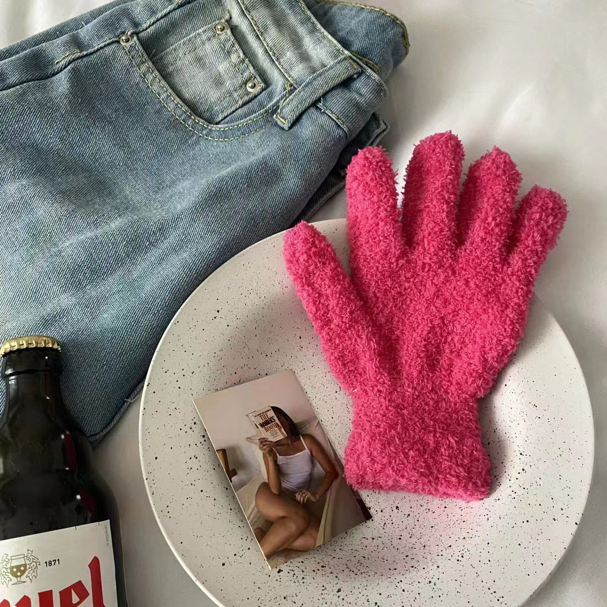 Cute Little Beaver Plush Coral Fleece Gloves