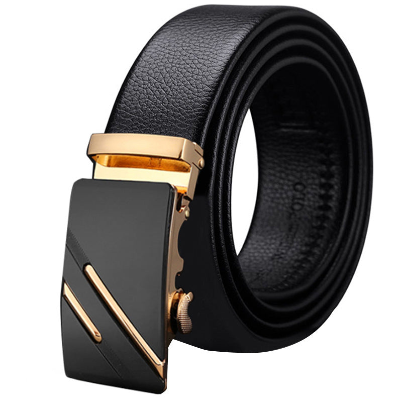 Men's Automatic Buckle Leather Medium Green Casual Belts