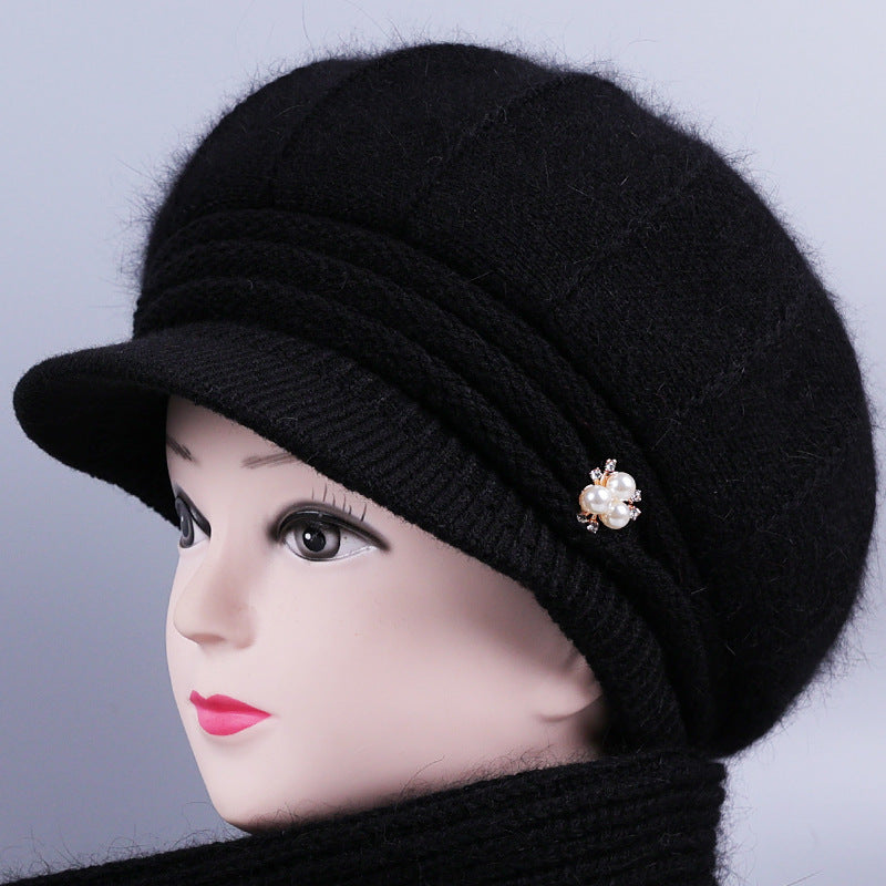 Women's Mom Hat Elders Grandma Fleece-lined Rabbit Fur Knitted Warm Hats & Caps