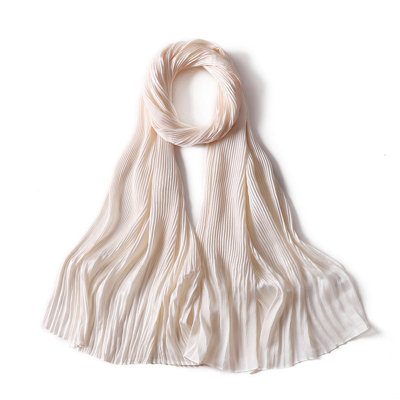 Women's Natural Wrinkle Bright Crumpled Headscarf Casual Travel Scarfs