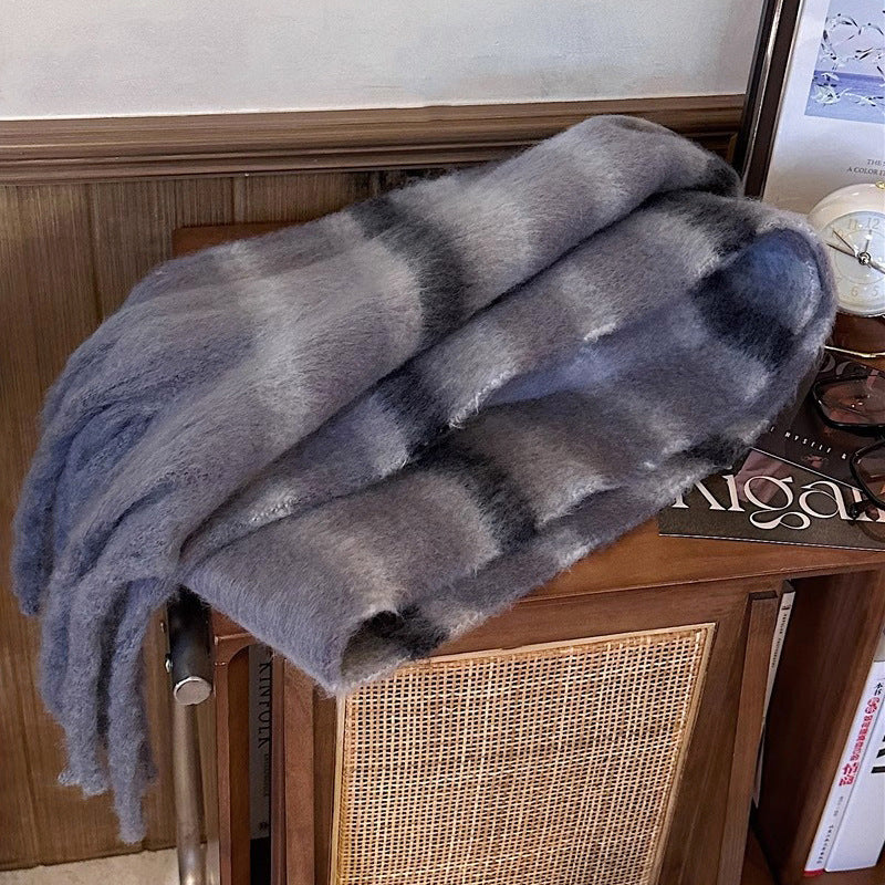 Women's Winter Contrast Color Couple Warm Plaid Scarfs